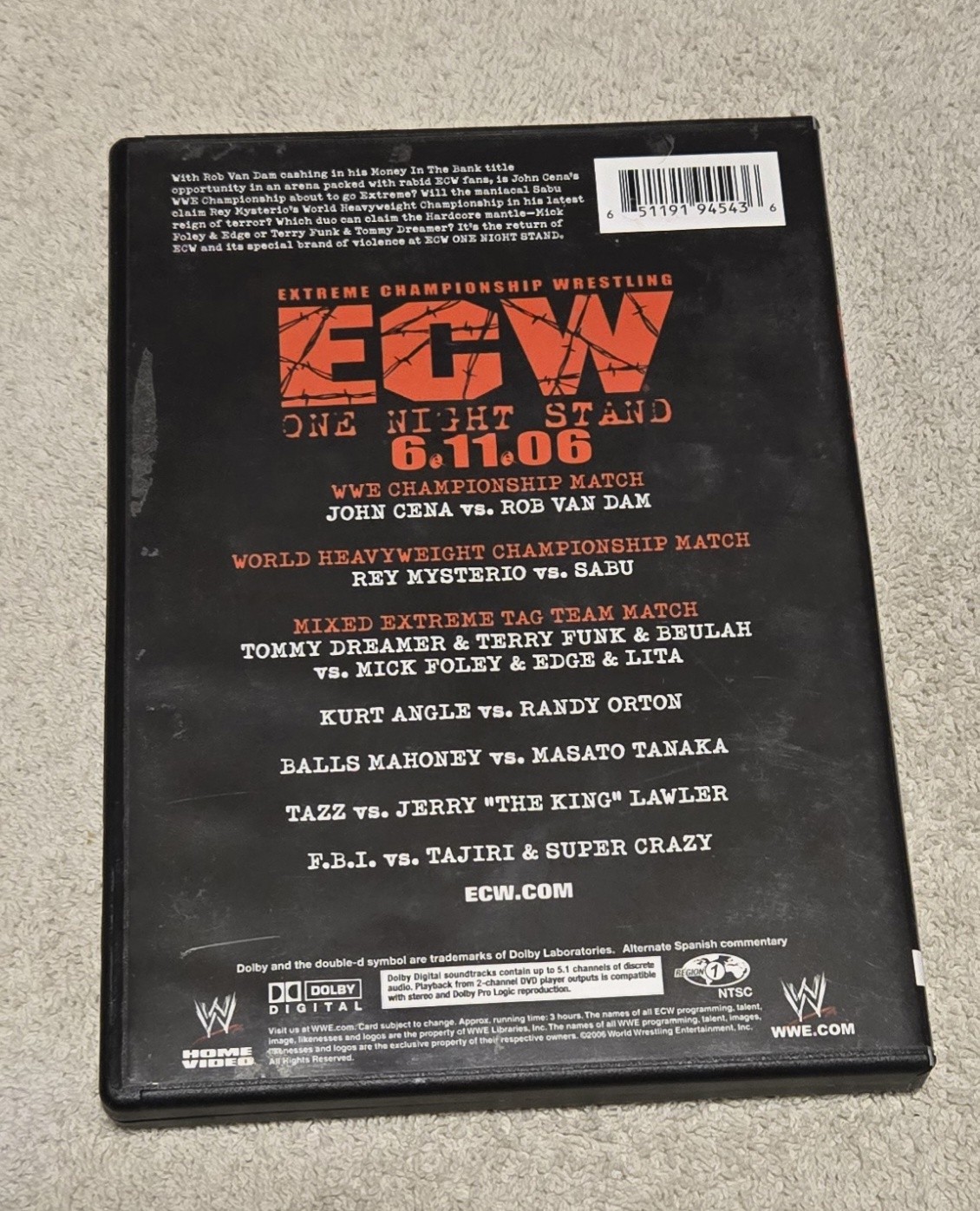 ECW One Night Stand 2006 & Barely Legal 1997 Wrestling DVD 2-Disc wwf cena rvd