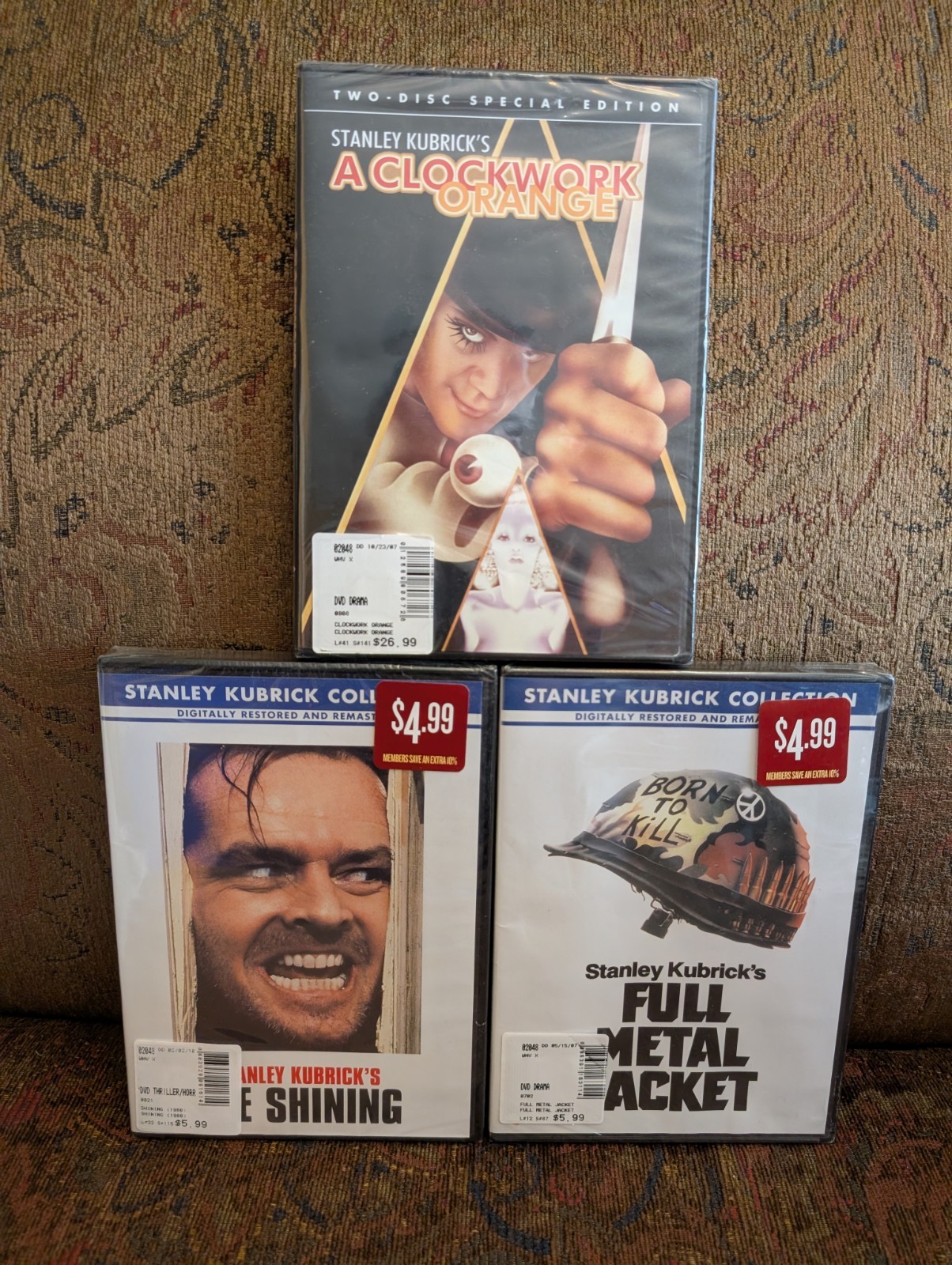 Stanley Kubrick 3 DVD Lot A Clockwork Orange The Shining Full Metal Jacket, NEW