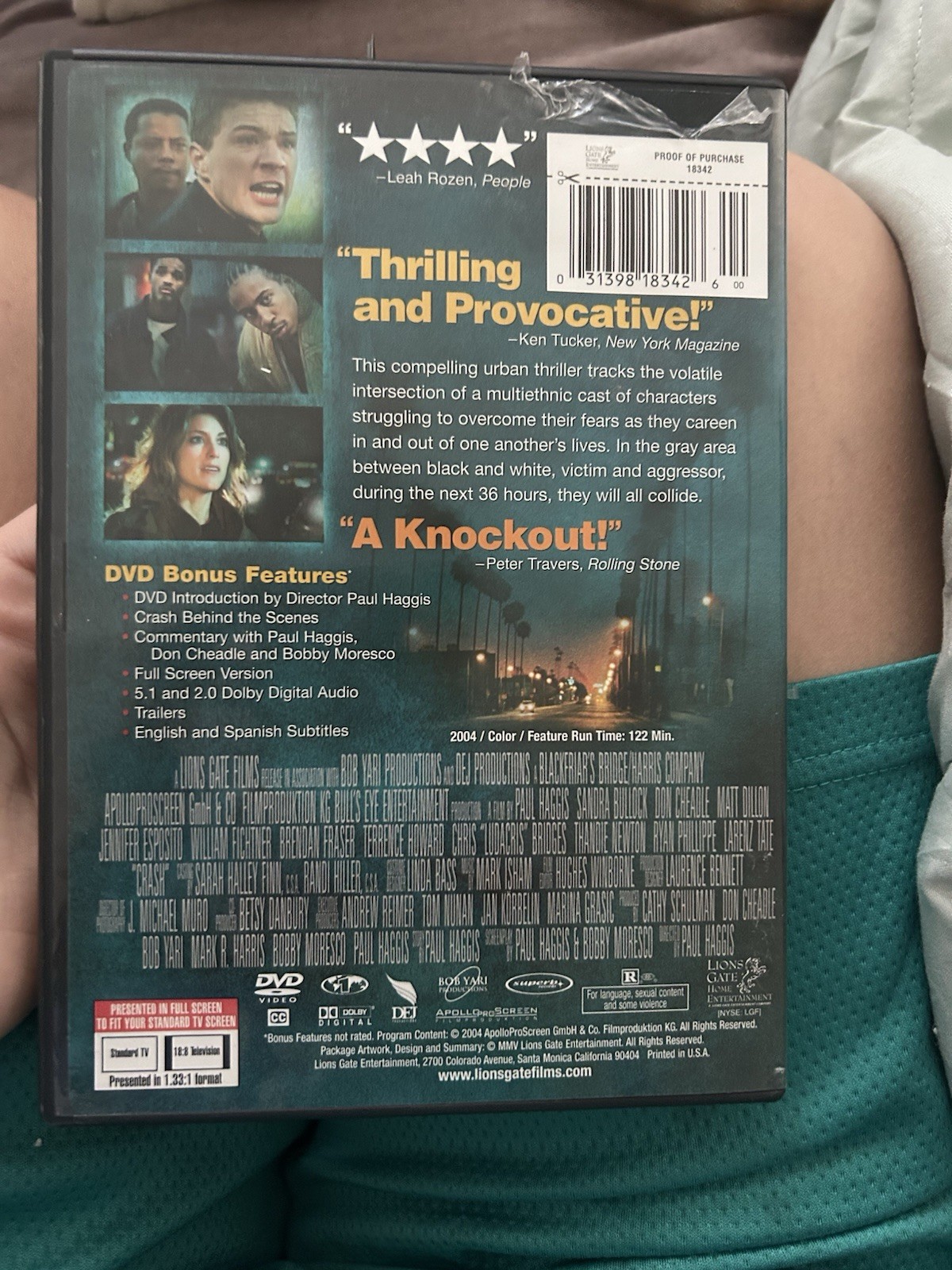 Lions Gate Films Crash DVD Widescreen Standard Edition Sandra Bullock Don Chead…