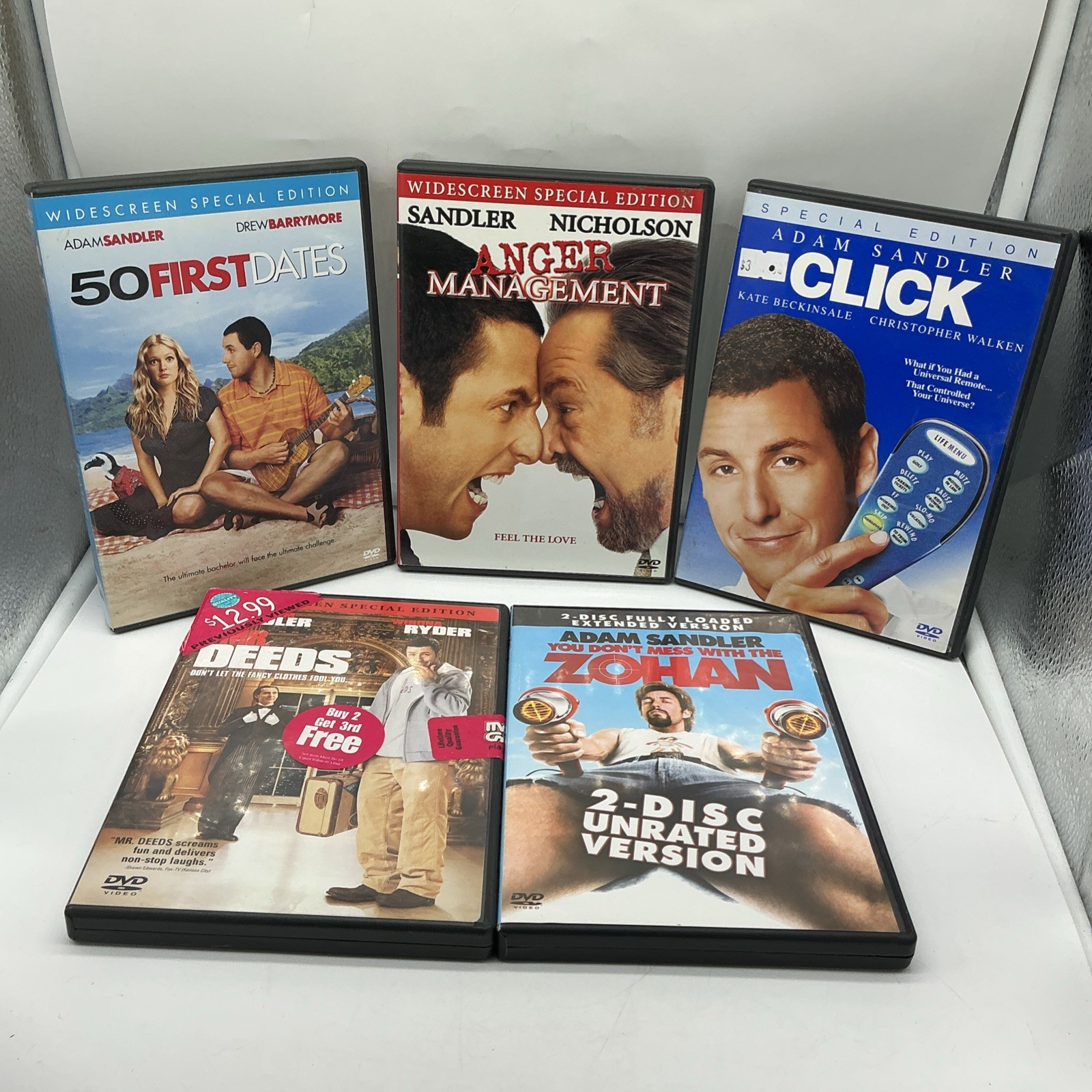 Adam Sandler DVD Lot of 5: 50 First Dates, Anger Management , Click, Zohan, +1