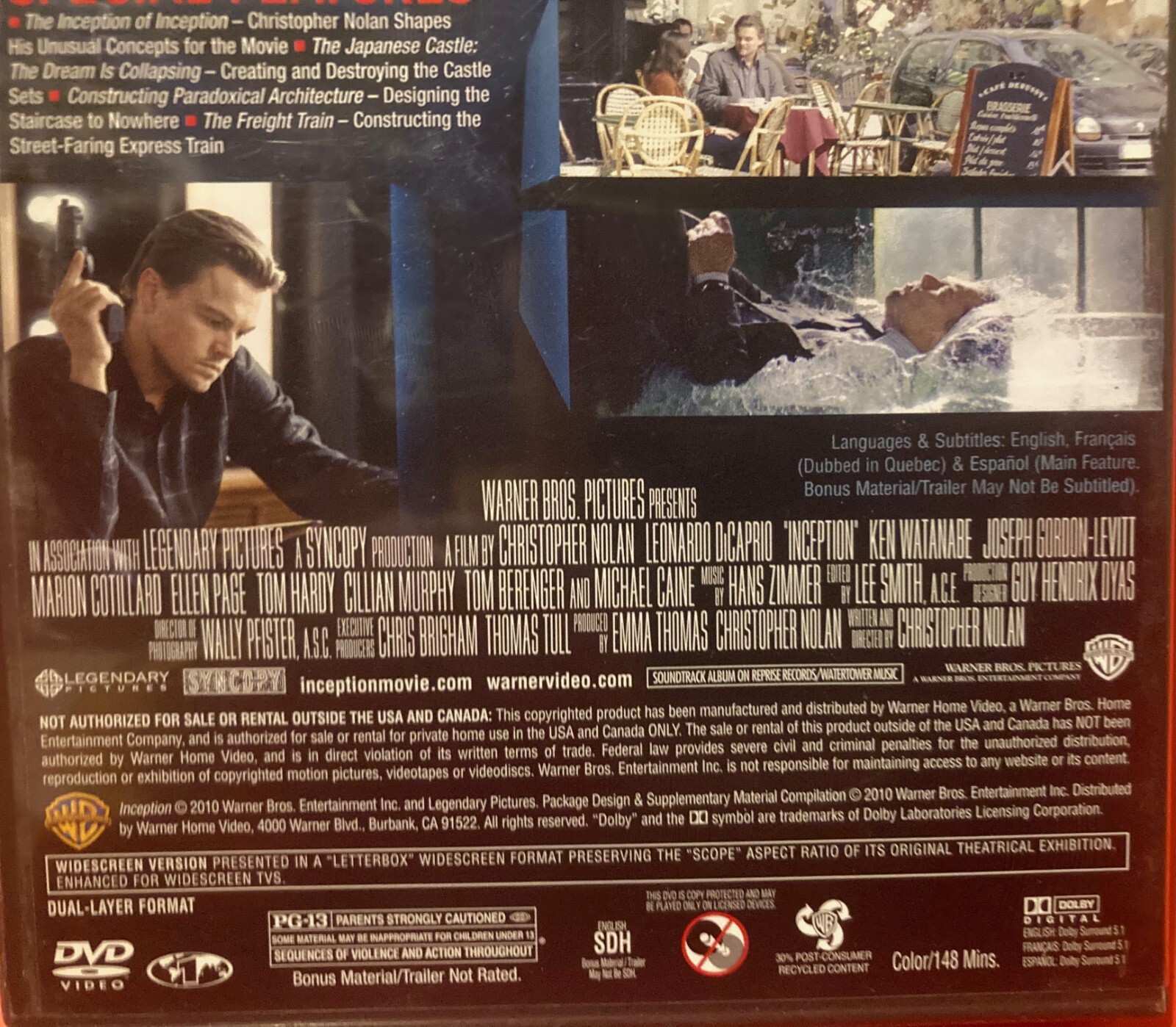 Inception Leonardo DiCaprio DVD