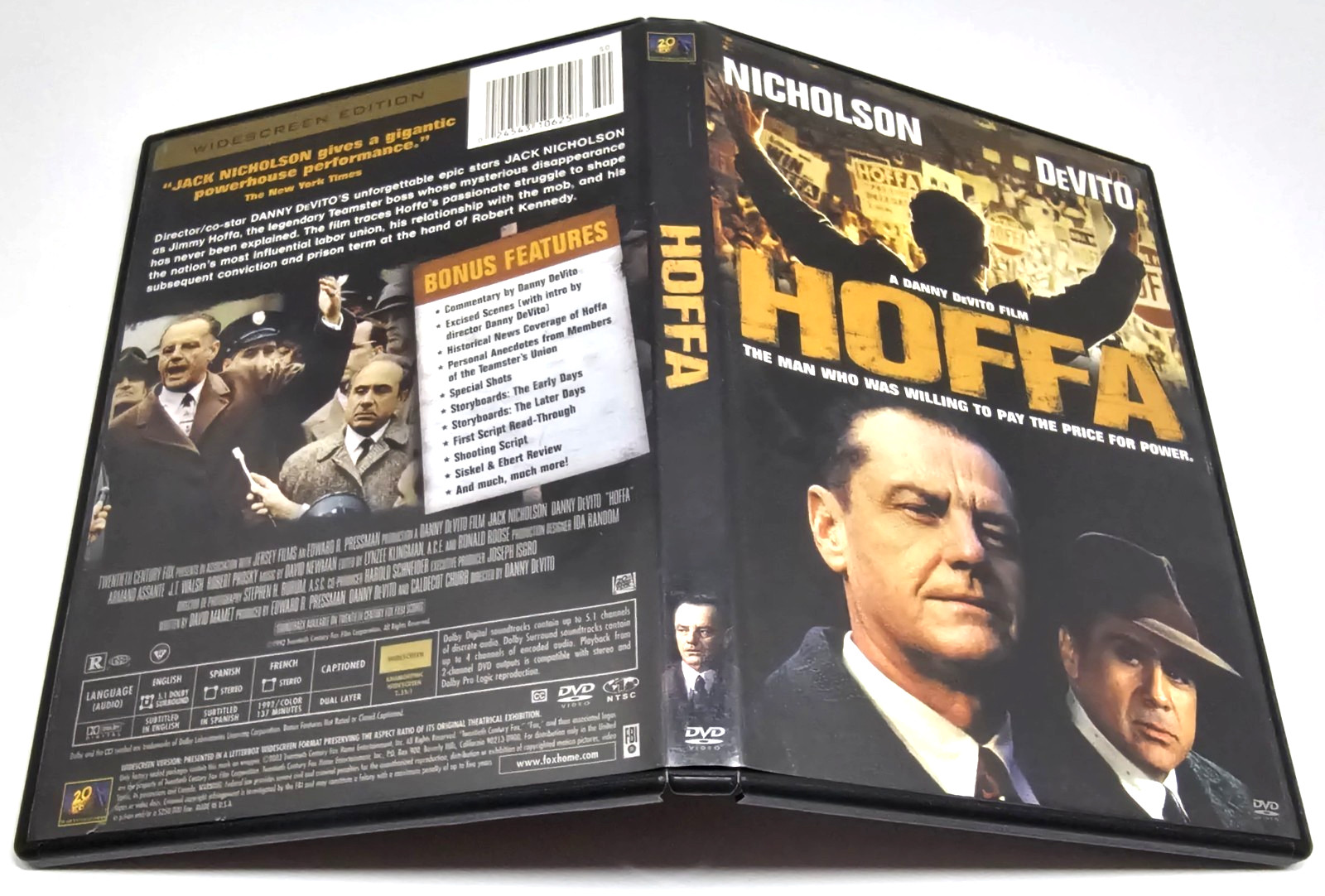 Hoffa DVD 2003 Jack Nicholson Danny DeVito Mint Disc