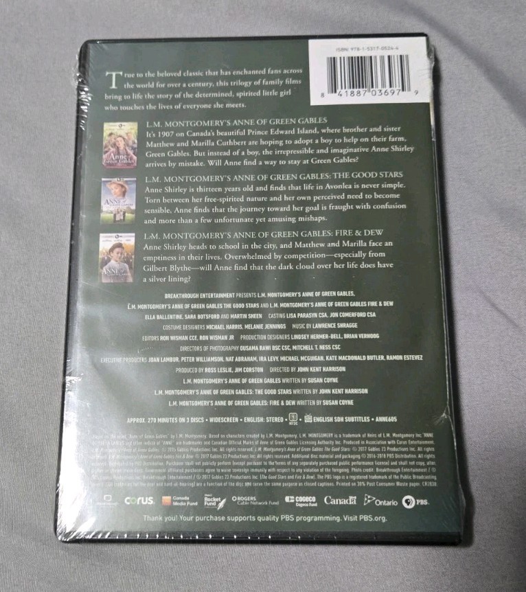 Rare Brand New L.M. Montgomery’s Anne of Green Gables 3 Movie Collection DVD PBS