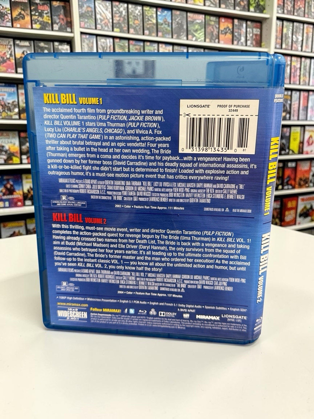 Kill Bill: Vol. 1 / Kill Bill: Vol. 2 Double Feature Blu-Ray 2012 2-Disc Set!