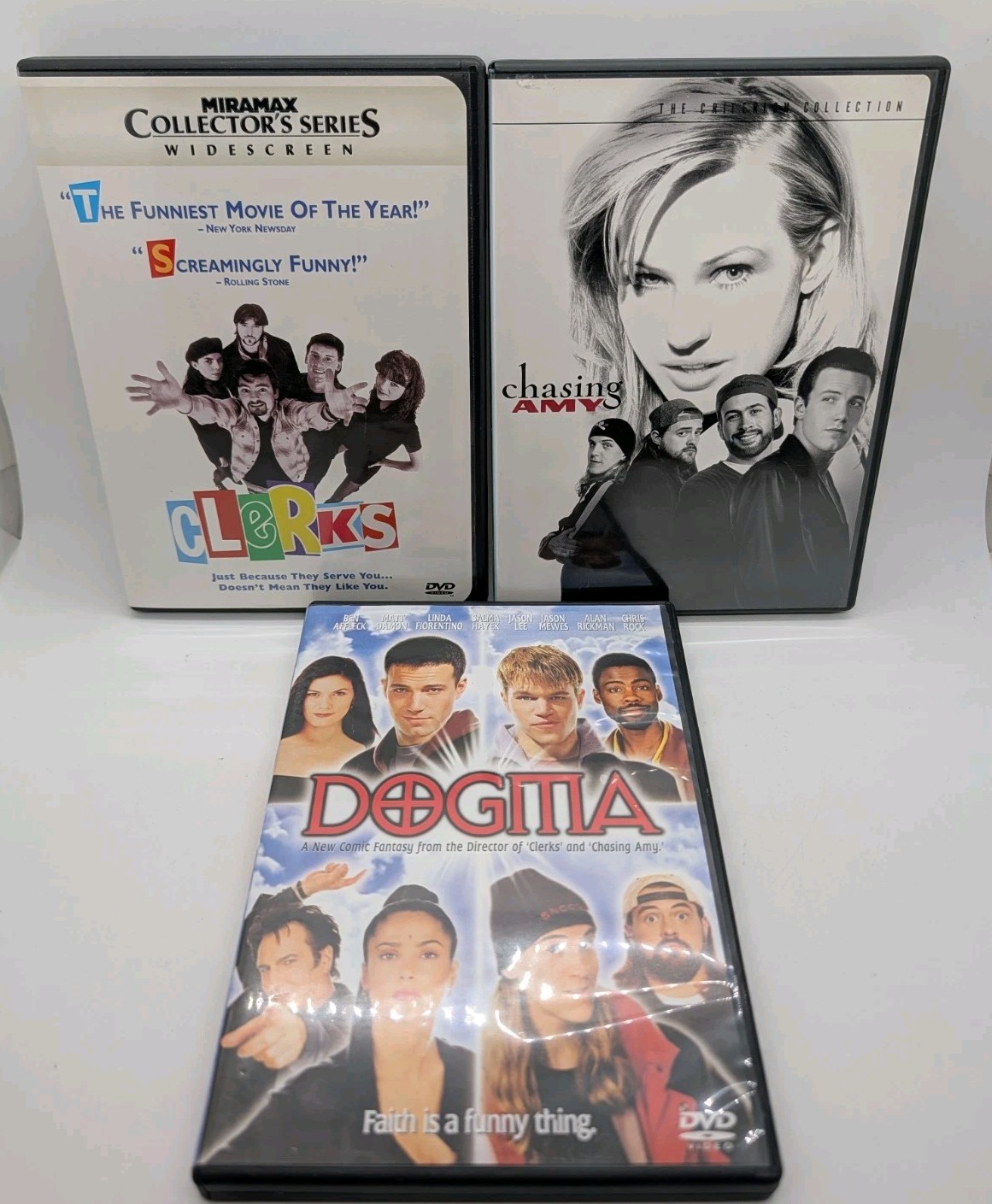 Kevin Smith 3 DVD Lot Bundle – Clerks (Miramax) Dogma & Chasing Amy (Criterion)