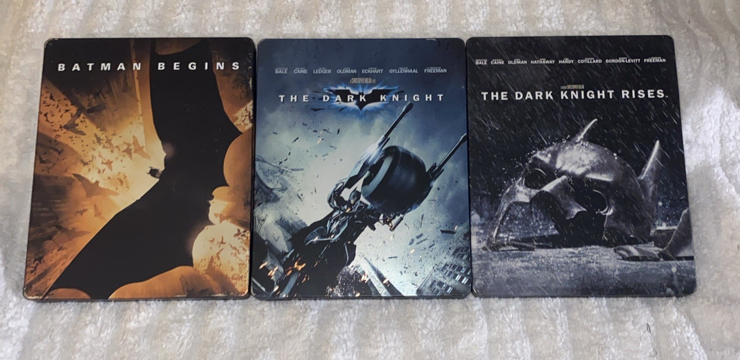 Batman Begins, The Dark Knight, The Dark Knight Rises Blu-ray Steelbook Trilogy